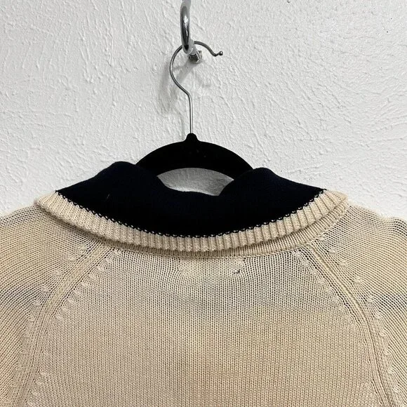 LRL Ralph Lauren Jeans Women's L CreamHalf Zip Knit Foldover Sweater Pullover - Picture 7 of 11